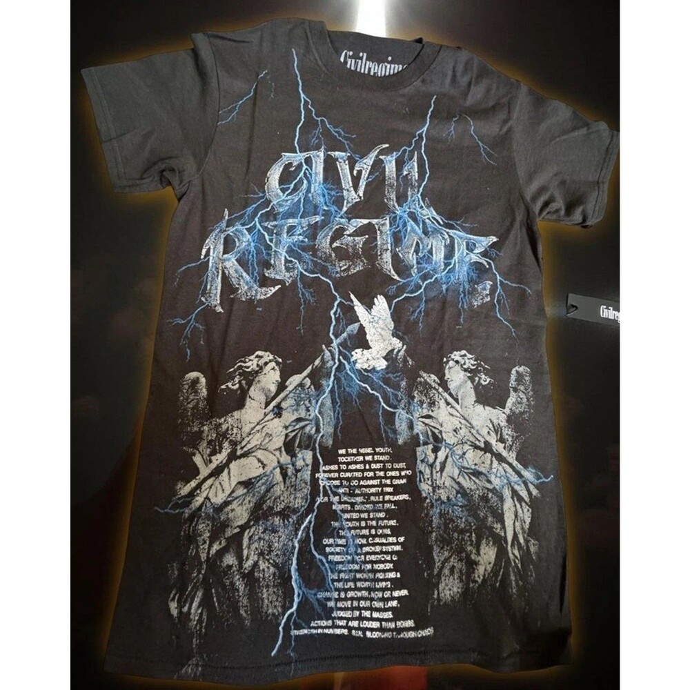 Civil Regime Chrome Angels Graphic T-Shirt Size Small NWT With Original Dust Bag